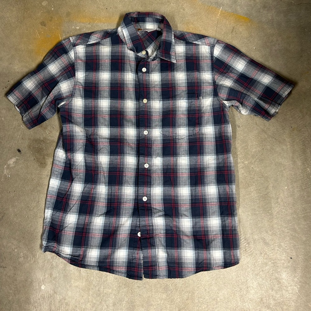 Vintage Men’s Short Sleeve Plaid Shirt Medium